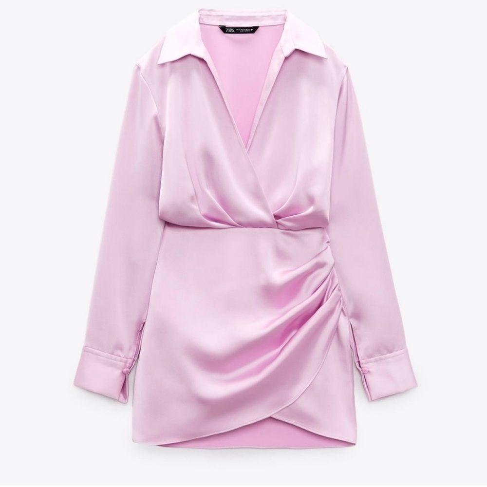 Perfect Pink Dress
Zara SHORT SATIN EFFECT DRESS
Size Medium